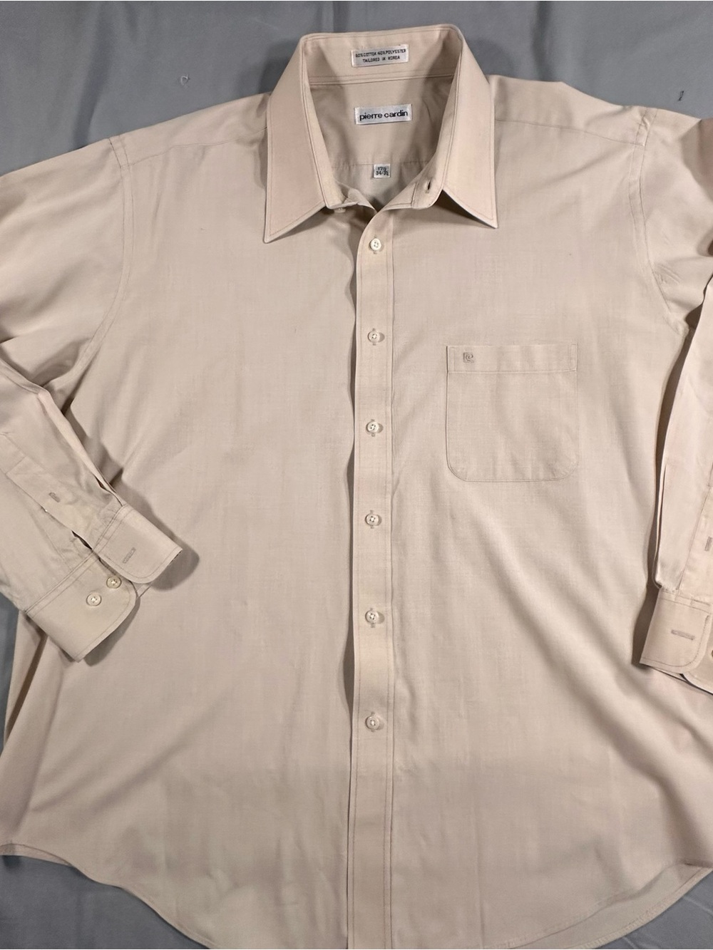 Pierre Cardin Men's Light Beige Long-Sleeve business Dress Shirt